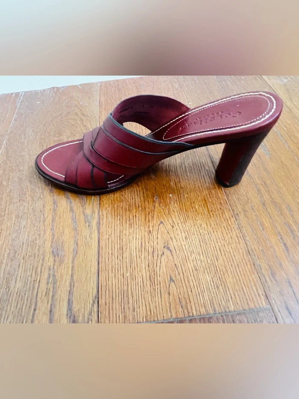 Cole Haan Country Red Leather Woven Mule Sandals Size 7AA